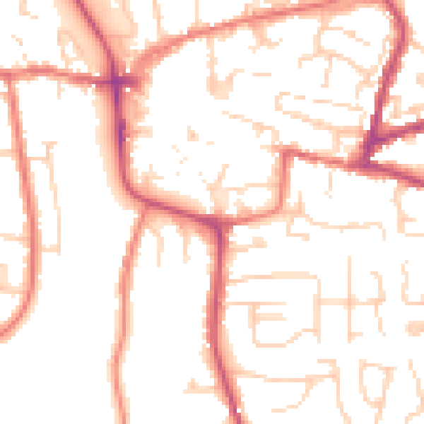 Daytime road noise heatmap for CW5 5BJ