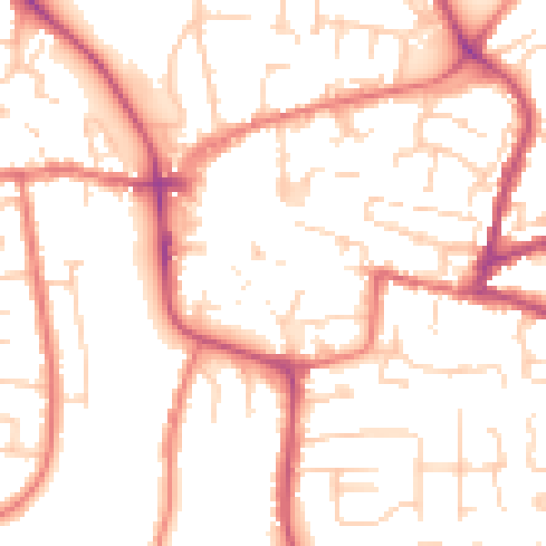 Daytime road noise heatmap for CW5 5BL
