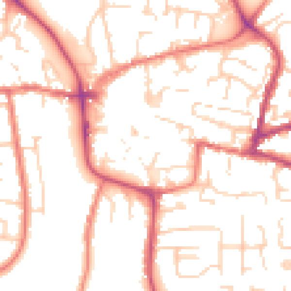Daytime road noise heatmap for CW5 5BU