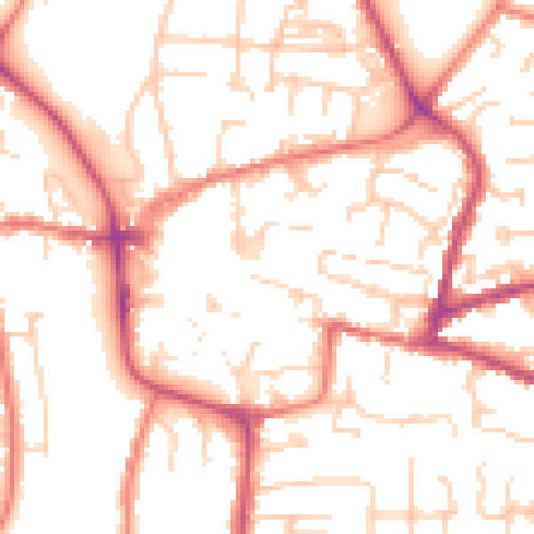 Daytime road noise heatmap for CW5 5DN
