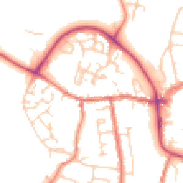 Daytime road noise heatmap for CW5 5DY