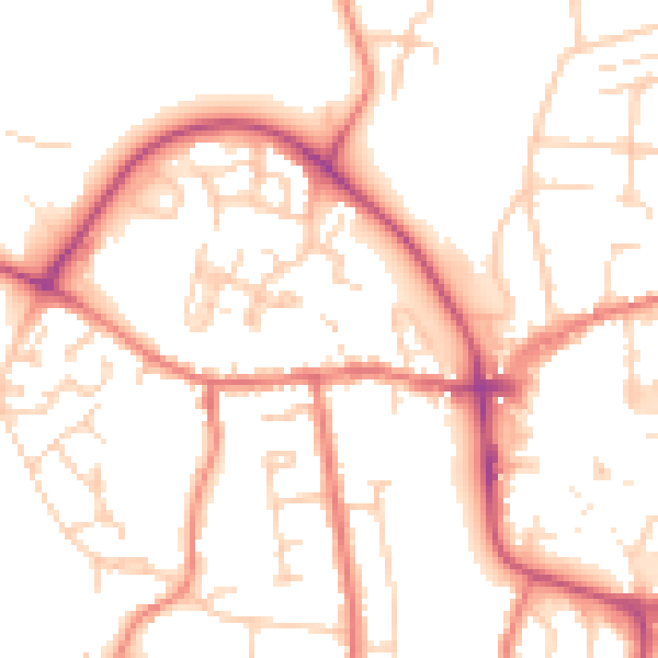 Daytime road noise heatmap for CW5 5EP