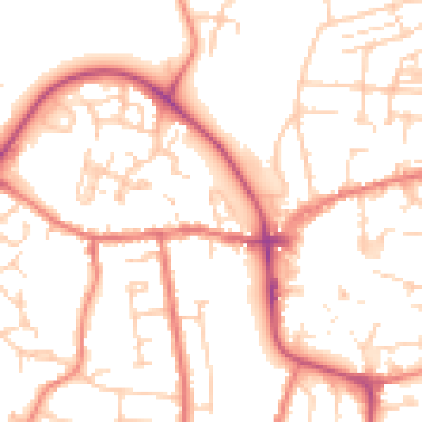 Daytime road noise heatmap for CW5 5EQ