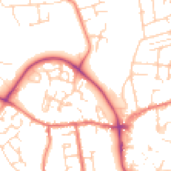 Daytime road noise heatmap for CW5 5GD