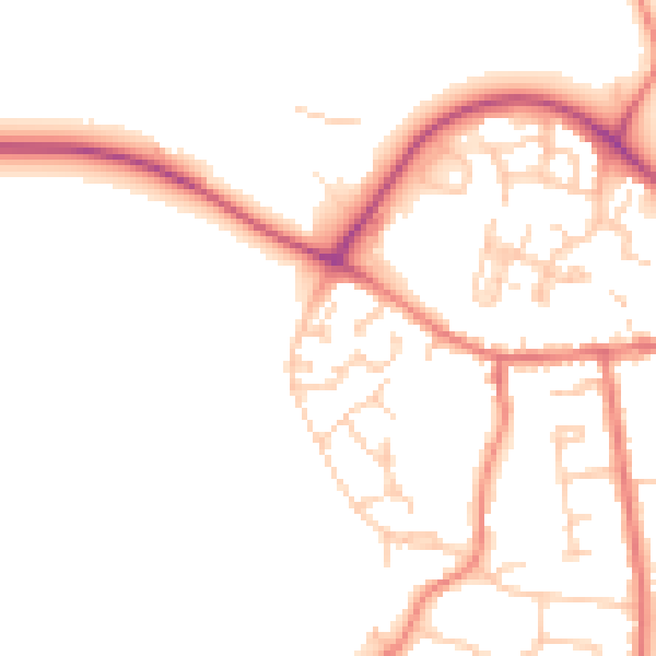 Daytime road noise heatmap for CW5 5GG