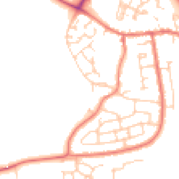 Daytime road noise heatmap for CW5 5HG