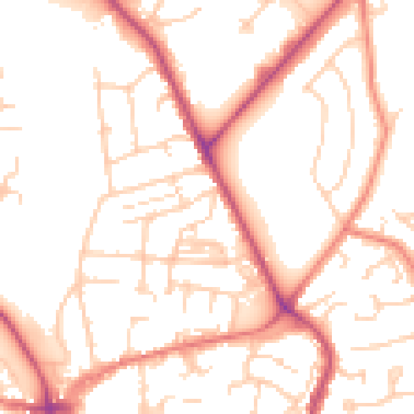 Daytime road noise heatmap for CW5 5QF