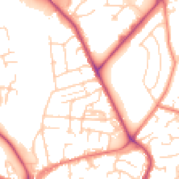 Daytime road noise heatmap for CW5 5QQ