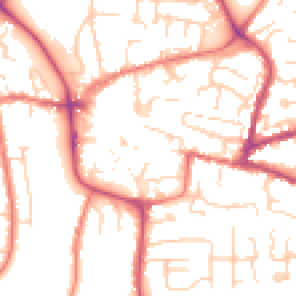 Daytime road noise heatmap for CW5 5RL
