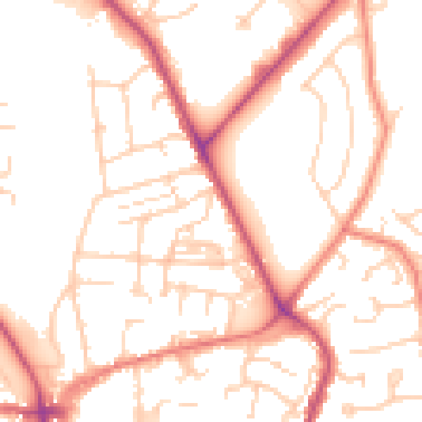 Daytime road noise heatmap for CW5 5TN