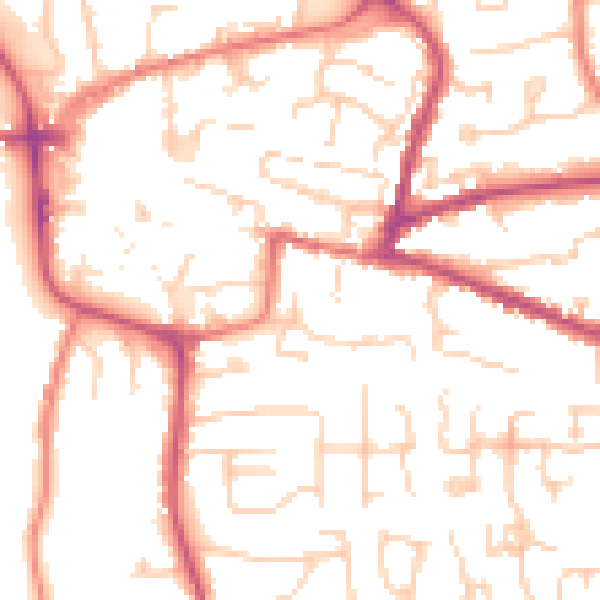 Daytime road noise heatmap for CW5 5YN