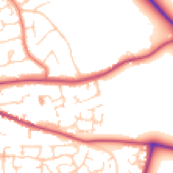 Daytime road noise heatmap for CW5 6GZ