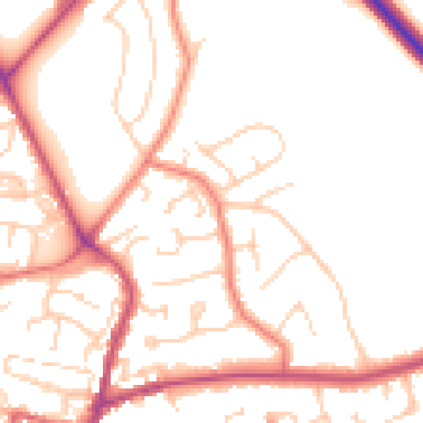 Daytime road noise heatmap for CW5 6LB