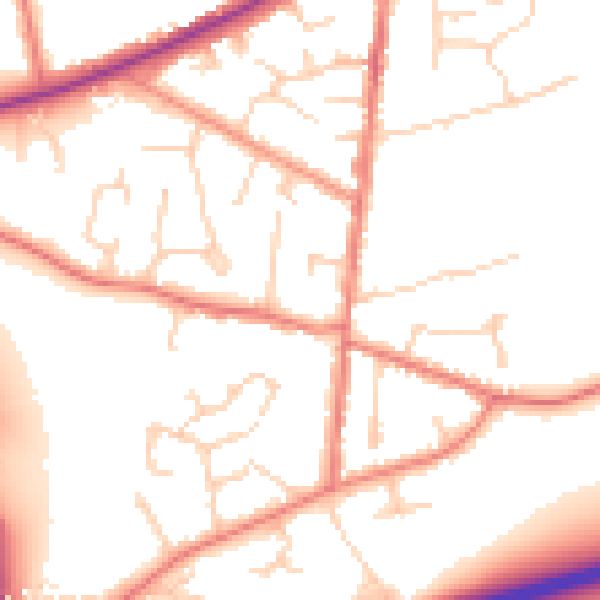 Daytime road noise heatmap for CW5 6LG