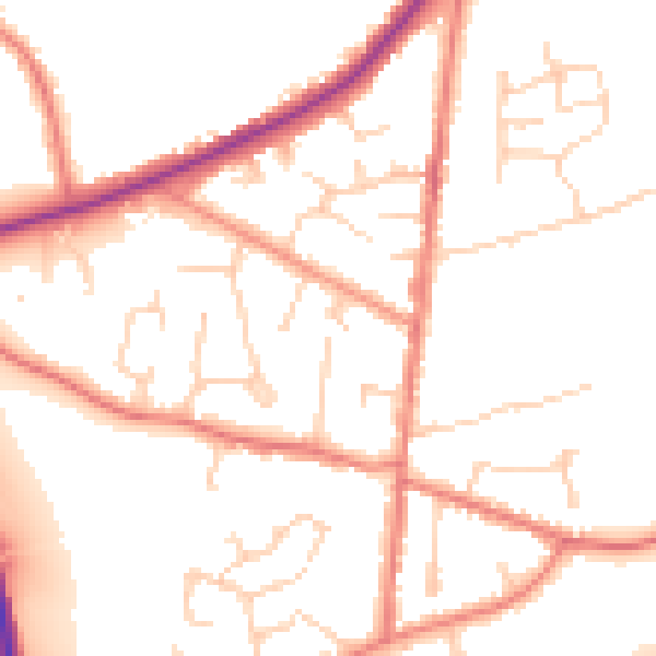 Daytime road noise heatmap for CW5 6RB