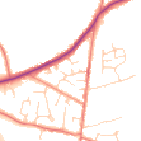 Daytime road noise heatmap for CW5 6RJ