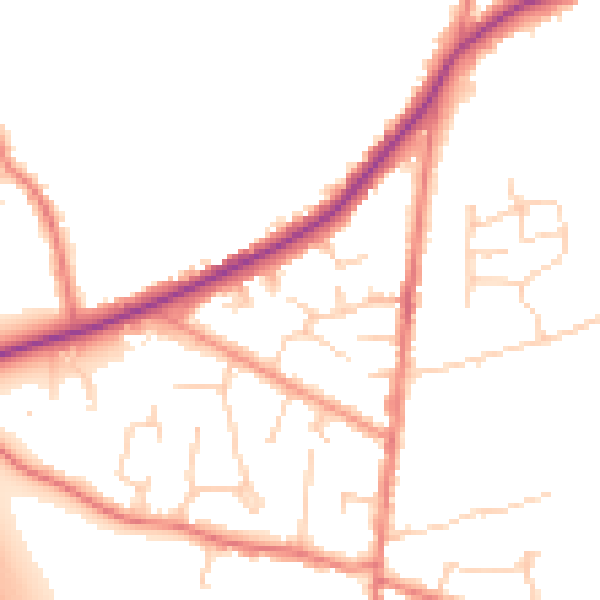 Daytime road noise heatmap for CW5 6RP
