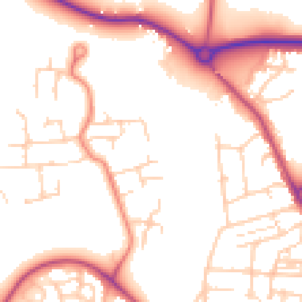 Daytime road noise heatmap for CW5 6XR