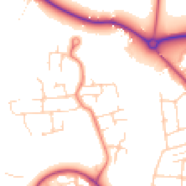 Daytime road noise heatmap for CW5 6YE