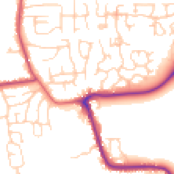 Daytime road noise heatmap for CW5 7EG