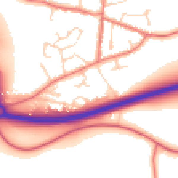 Daytime road noise heatmap for CW5 7HN