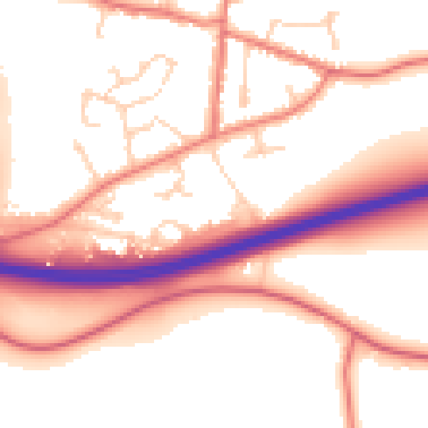 Daytime road noise heatmap for CW5 7HP