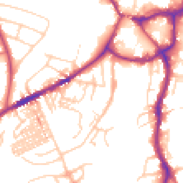 Daytime road noise heatmap for CW8 1EG