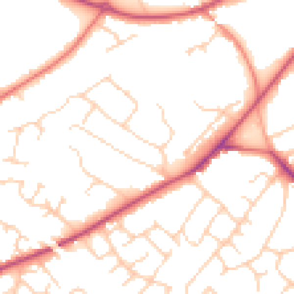 Daytime road noise heatmap for CW8 1GS