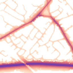 Daytime road noise heatmap for CW8 1LZ