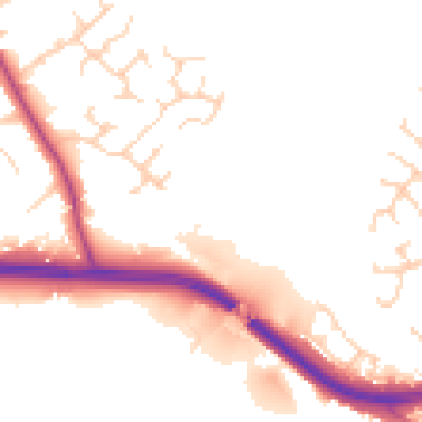 Daytime road noise heatmap for CW8 1TQ
