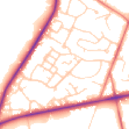 Daytime road noise heatmap for CW8 2DE