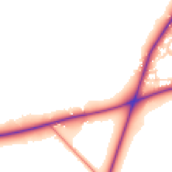 Daytime road noise heatmap for CW8 2EG