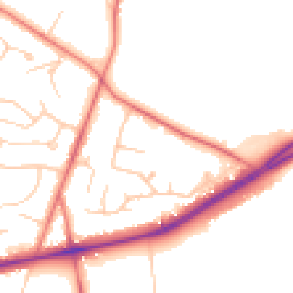 Daytime road noise heatmap for CW8 2JS