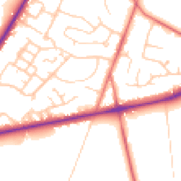 Daytime road noise heatmap for CW8 2NL