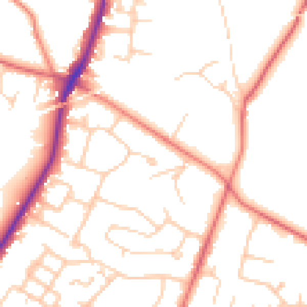 Daytime road noise heatmap for CW8 2PU