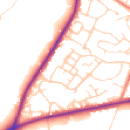 Daytime road noise heatmap for CW8 2QU