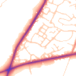 Daytime road noise heatmap for CW8 2QZ