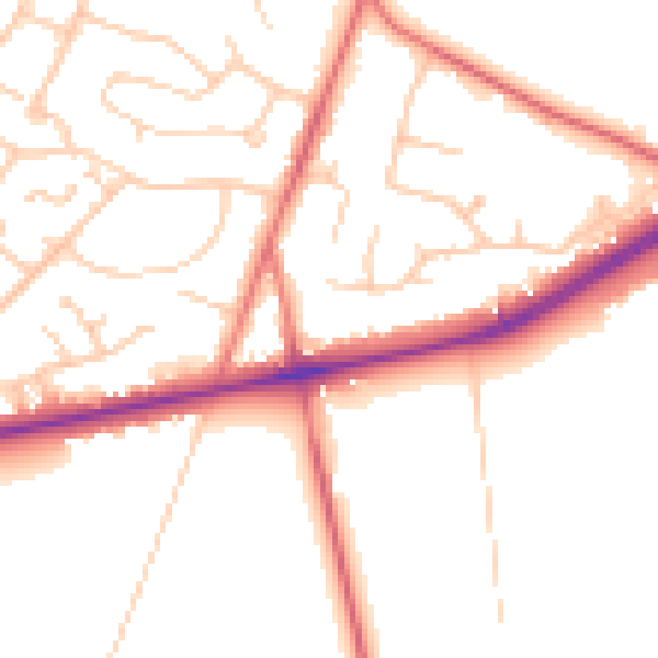 Daytime road noise heatmap for CW8 2RA