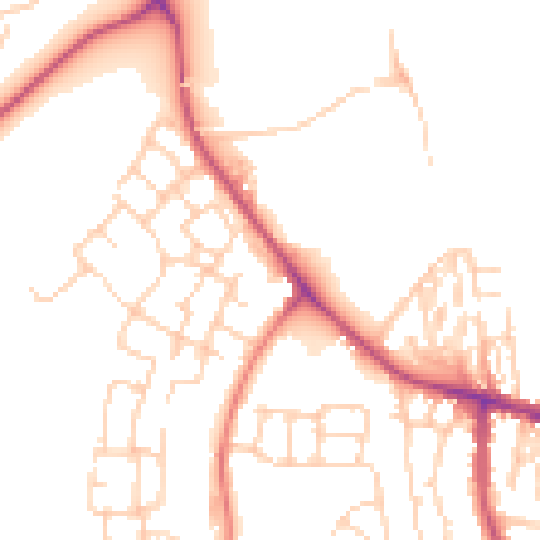 Daytime road noise heatmap for CW8 4ED
