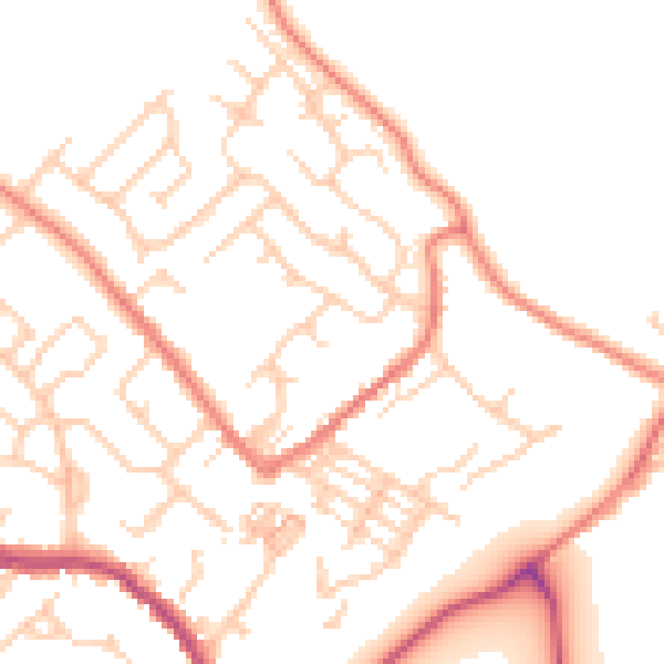Daytime road noise heatmap for CW8 4SY
