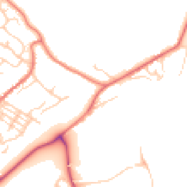 Daytime road noise heatmap for CW9 6AA