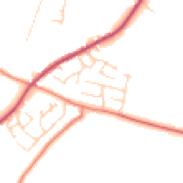Daytime road noise heatmap for CW9 6EQ