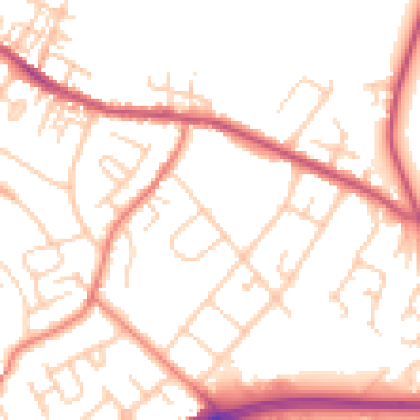 Daytime road noise heatmap for CW9 7EN