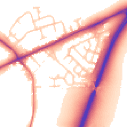 Daytime road noise heatmap for CW9 7FQ
