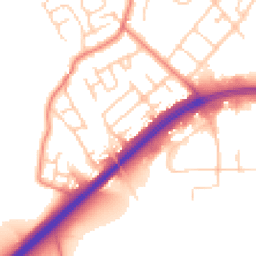 Daytime road noise heatmap for CW9 7JZ