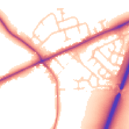 Daytime road noise heatmap for CW9 7PT