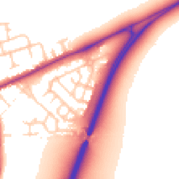 Daytime road noise heatmap for CW9 7YJ