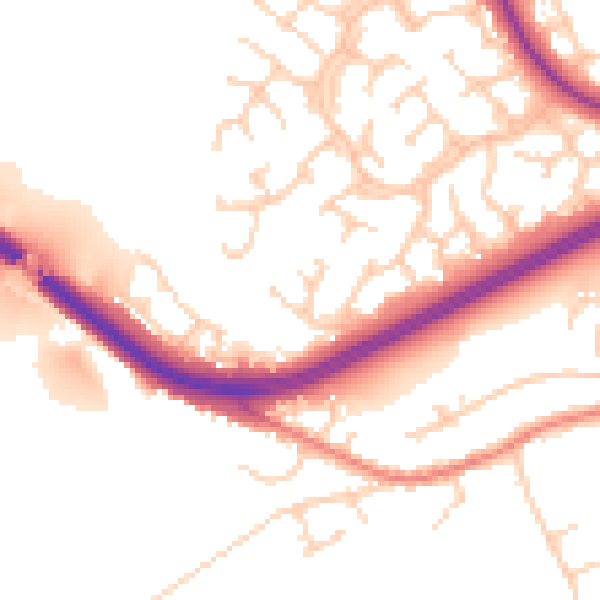 Daytime road noise heatmap for CW9 8HB
