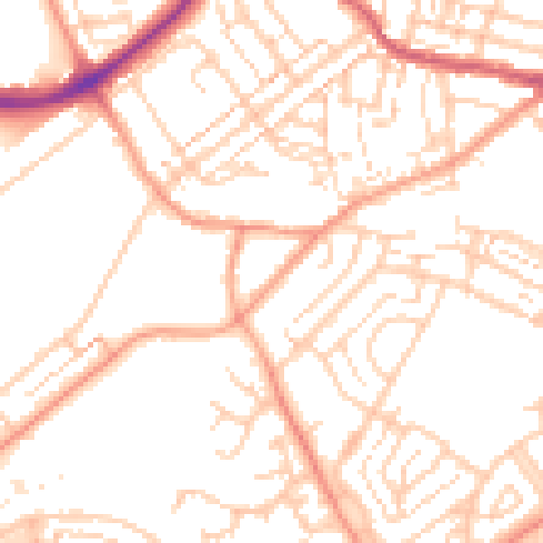 Daytime road noise heatmap for DA11 7AE