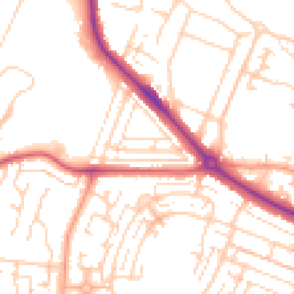 Daytime road noise heatmap for DA12 1RF